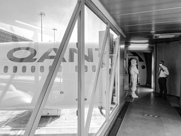 boarding qantas repatriation flight