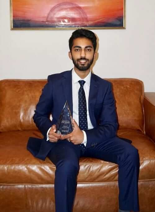 UNSW student Sanjay Alapakkam poses with his award