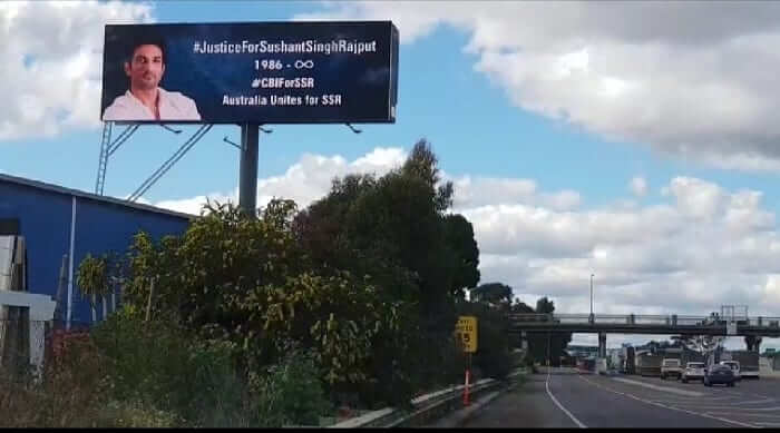 justice for ssr billboard in melbourne
