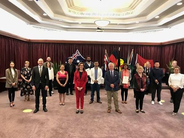 The city of Mitcham in SA welcomed 19 new citizens on Citizenship Day this year. This photo is from the ceremony. 