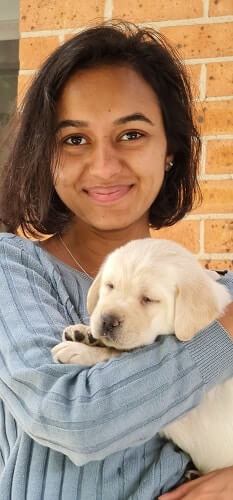 maya bhandari with puppy