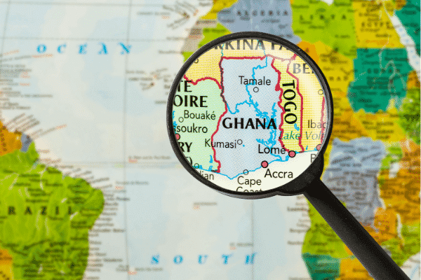 Tamale can be spotted on this map of Ghana.