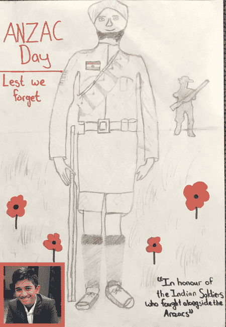 anzac day indian soldiers drawing