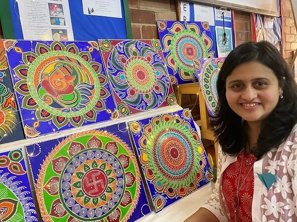 Artist Sonal Pitake at Art by Heart exhibition.