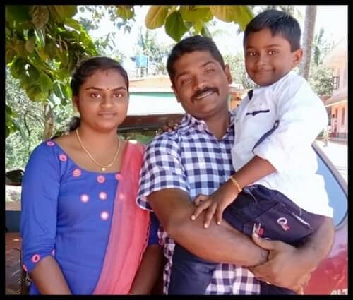 Soumya pictured here with her husband and son. 