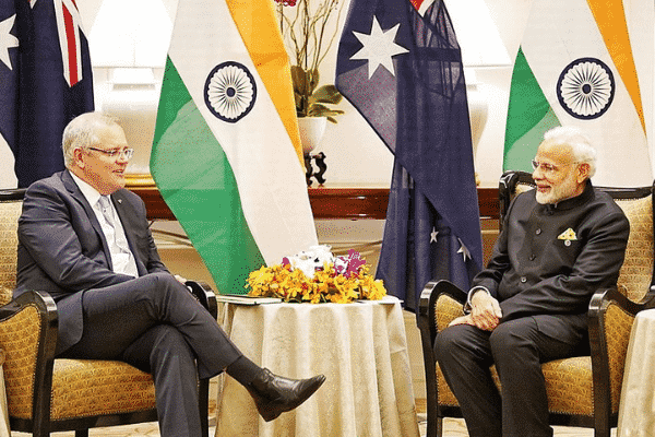 Narendra Modi (India) and Scott Morrison (Australia) at conference