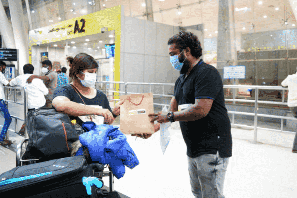Gaura Travel boarding their Australia bound flights at Chennai International Airport. Image supplied