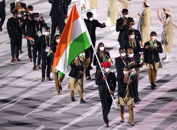 Indian Contingent marches by at the Opening Ceremony of Tokyo Olympics. ( Credit : Olympics Twitter)