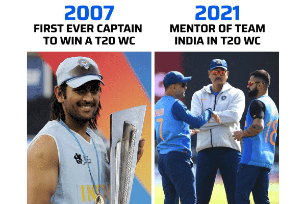 M.S Dhoni captained the 2007 T20 WC and now mentoring in 2021. Source: Twitter