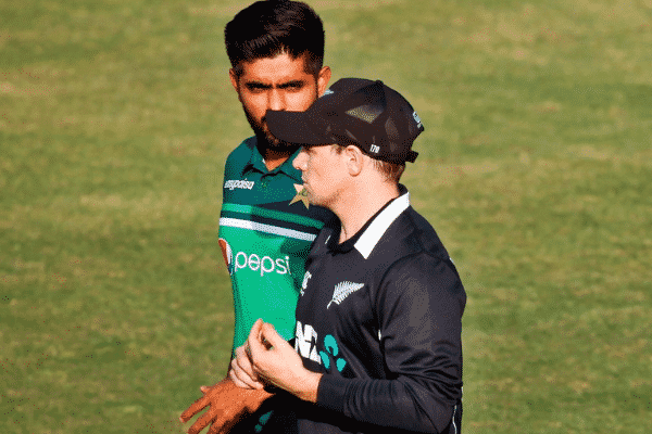 New Zealand Captain for the series Tom Latham with Pakistan Captain Babar Azam. Source: Twitter