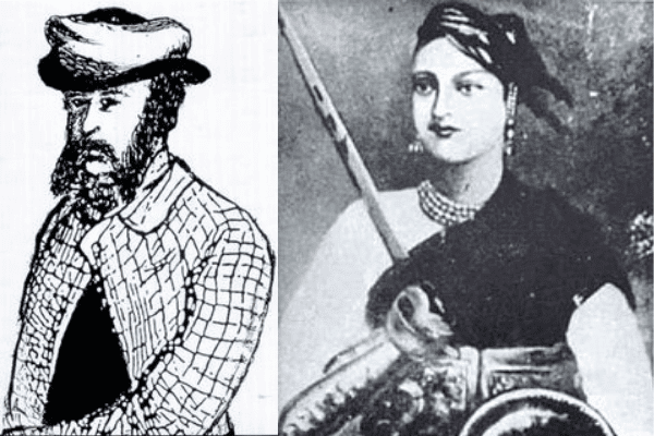 John Lang (left) and Rani Lakshmi (right). Source: Goodreads, Wikimedia commons