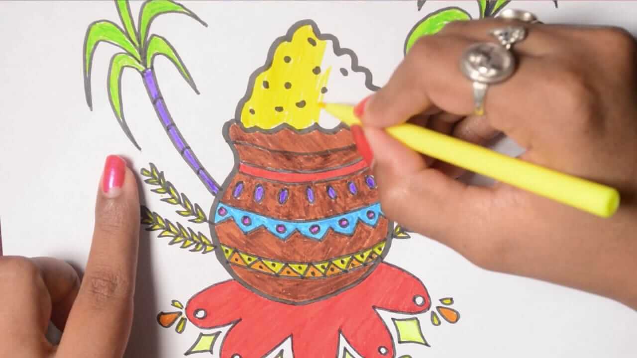 pongal pot drawing