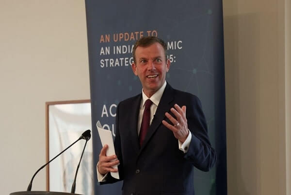 Dan Tehan at University of Melbourne launching Update to Economic Strategy. (Source: Twitter)