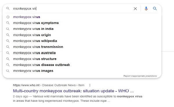 google search for monkeypox