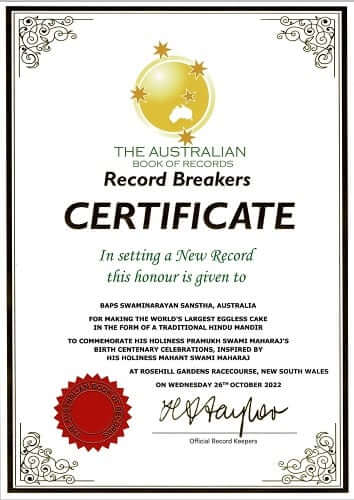 World record cake certificate