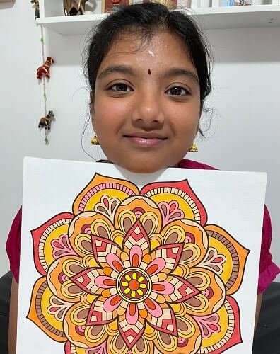 aishwarya showing her art work