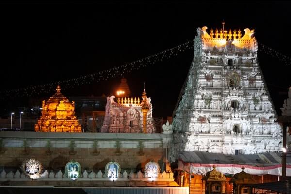 Tirupati temple at Tirumala at night