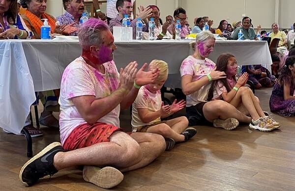 Aussie family at a Holi event