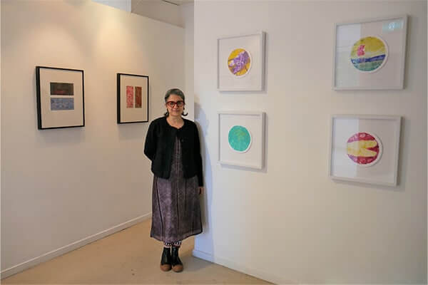 Manasee Jog with some of her pieces from her exhibition
