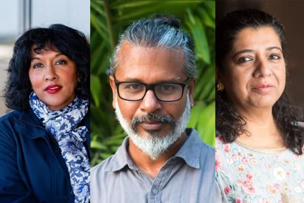 From L to R: Professor Raina Macintyre, Shehan Karunatilaka, Asma Khan