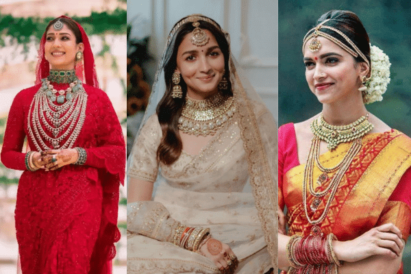 Nayanthara, Alia Bhatt and Deepika Padukone dressed in bridal sarees
