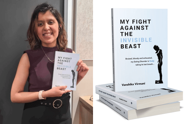 Vanshika Virmani with her book My Fight Against The Invisble Beast