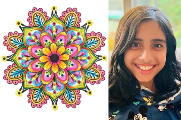 12-year-old Olivia Banerjee is the winner of Indian Link's Diwali art contest for 2023 in her age category.
