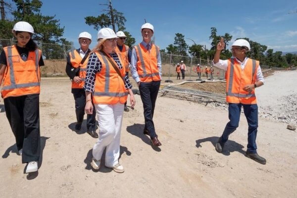 Premier Chris Minns inspects BAPS temple construction