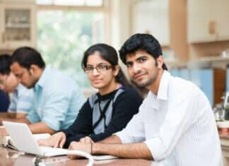 Researchers from India at university.