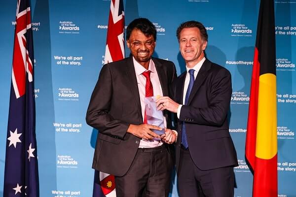 NSW Premier Chris Minns with 2024 NSW Young Australian of the Year Nikhil Autar
