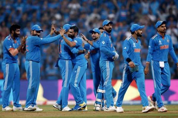 Team India celebrate semifinal win at 2023 ICC Cricket World Cup