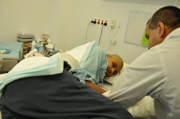 Nikhil Autar receiving treatment in hospital.