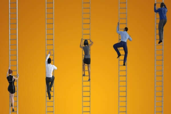 People climbing the corporate ladder.