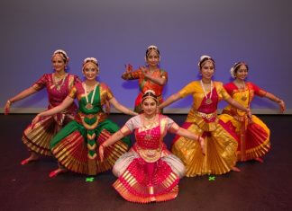 Sashi bala with dancers of Natyadharshan School of Indian Dance