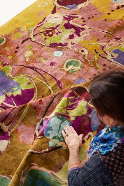 Kashmiri weavers transforming Lawrence's design into carpet
