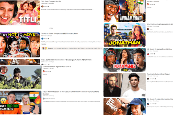 Photo of list of reaction videos