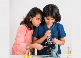 Photo of Children engaged in science