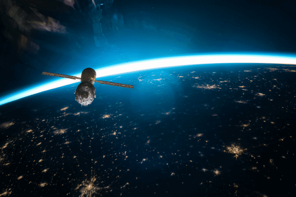 Photo of satellite in orbit - right to science