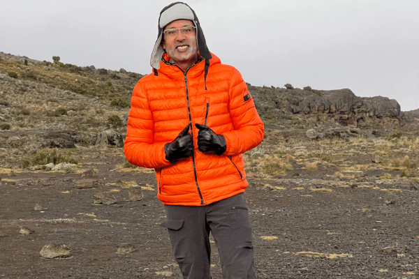 Photo of RS on the trek to Mount Kilimanjaro