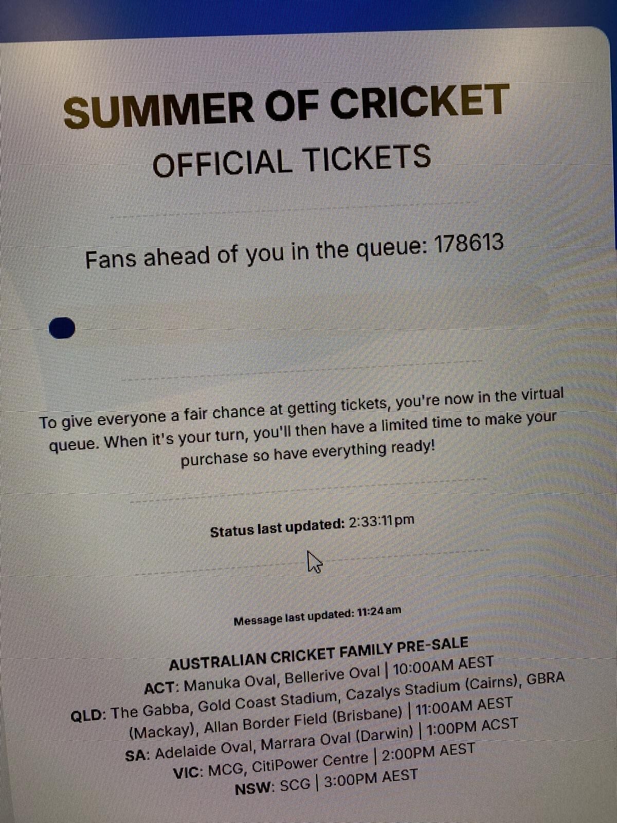 Aus vInd Games sold out Oct-Nov 2025