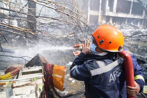 Ahmedabad Firefighter spraying water