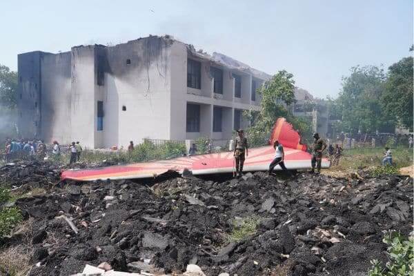 plane crash air india leftover wing