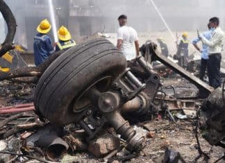 A broken wheel from the crash site of AI171