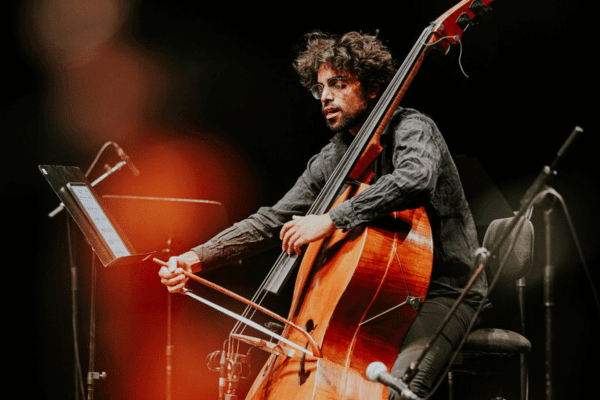 Double Bassist Rohan Dasika at Music Biennale Zagreb, photo by Matej Grgić.