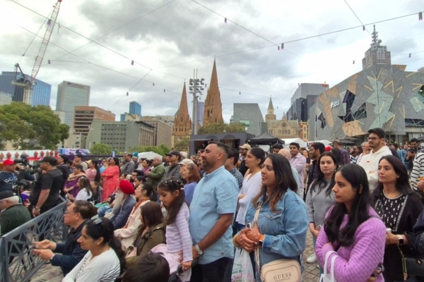 crowd at Fed Square for Celebrate India Diwali Victorian Festival of Diwali 2025.