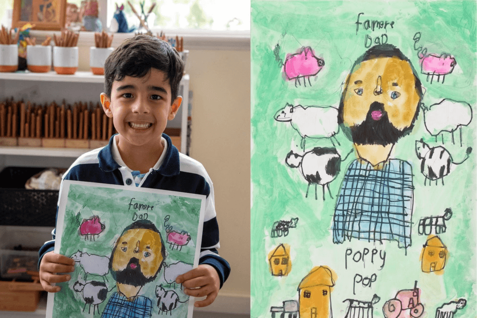 George Rajagopalan's artwork shows his grandfather Poppy, a farmer and his inspiration for the art 