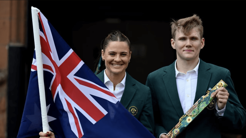Australia's flag bearers- Nina Kennedy and Tim Hodge (Source- Commonwealth Games Australia)