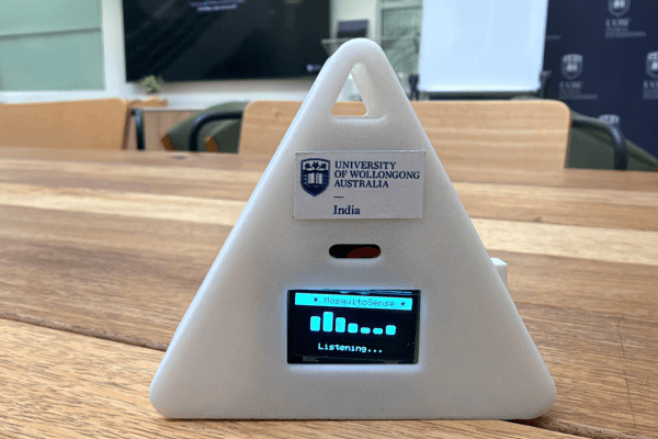 The device in action, 'listening' for mosquitoes. (Source; Supplied)