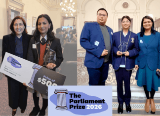 South Asian Students shine at Vic Parliament Prize 2026 Anna Thomas Kashvi Soni Sarvesh Soni Parliament house
