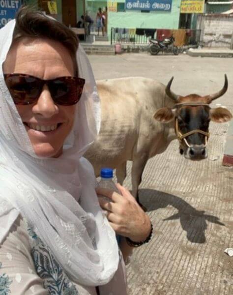 sandy with cow